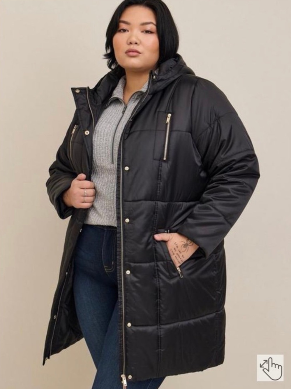 Torrid nylon zip front puffer jacket 4X